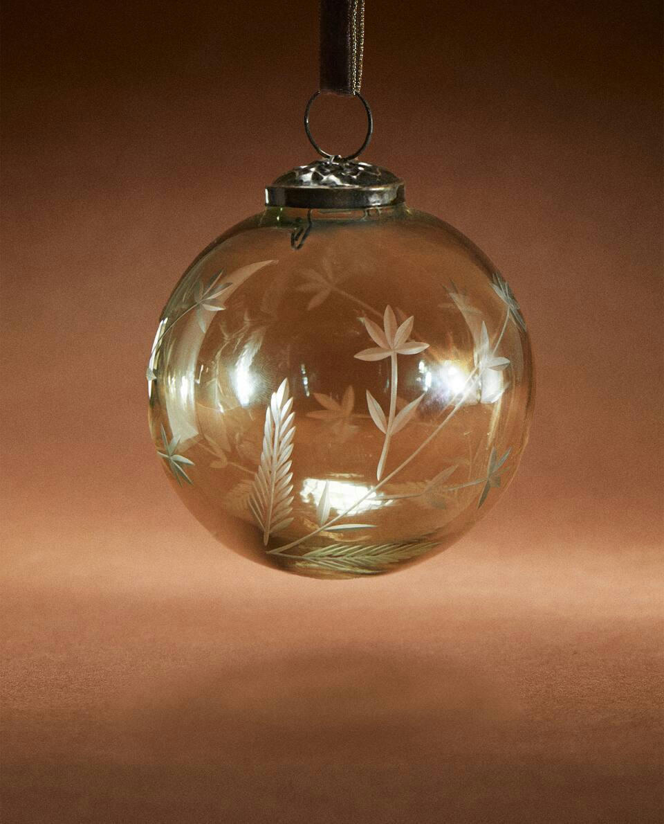 GLASS CHRISTMAS BRANCHES BAUBLE DECORATION