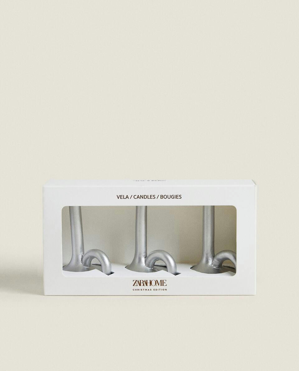 PACK OF CHRISTMAS CYLINDRICAL CANDLESTICKS (PACK OF 3)