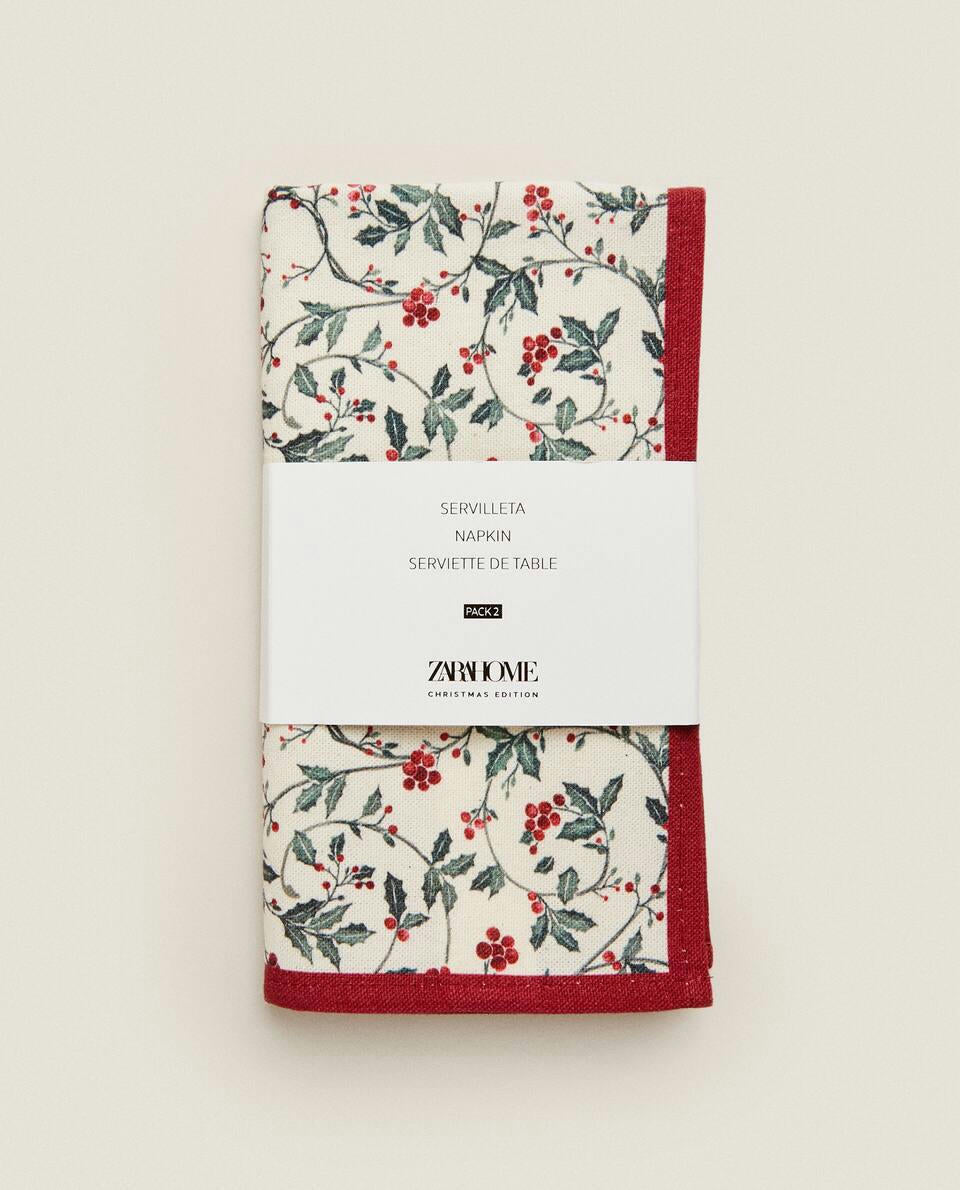 PACK OF COTTON CHRISTMAS VINE NAPKINS (PACK OF 2)