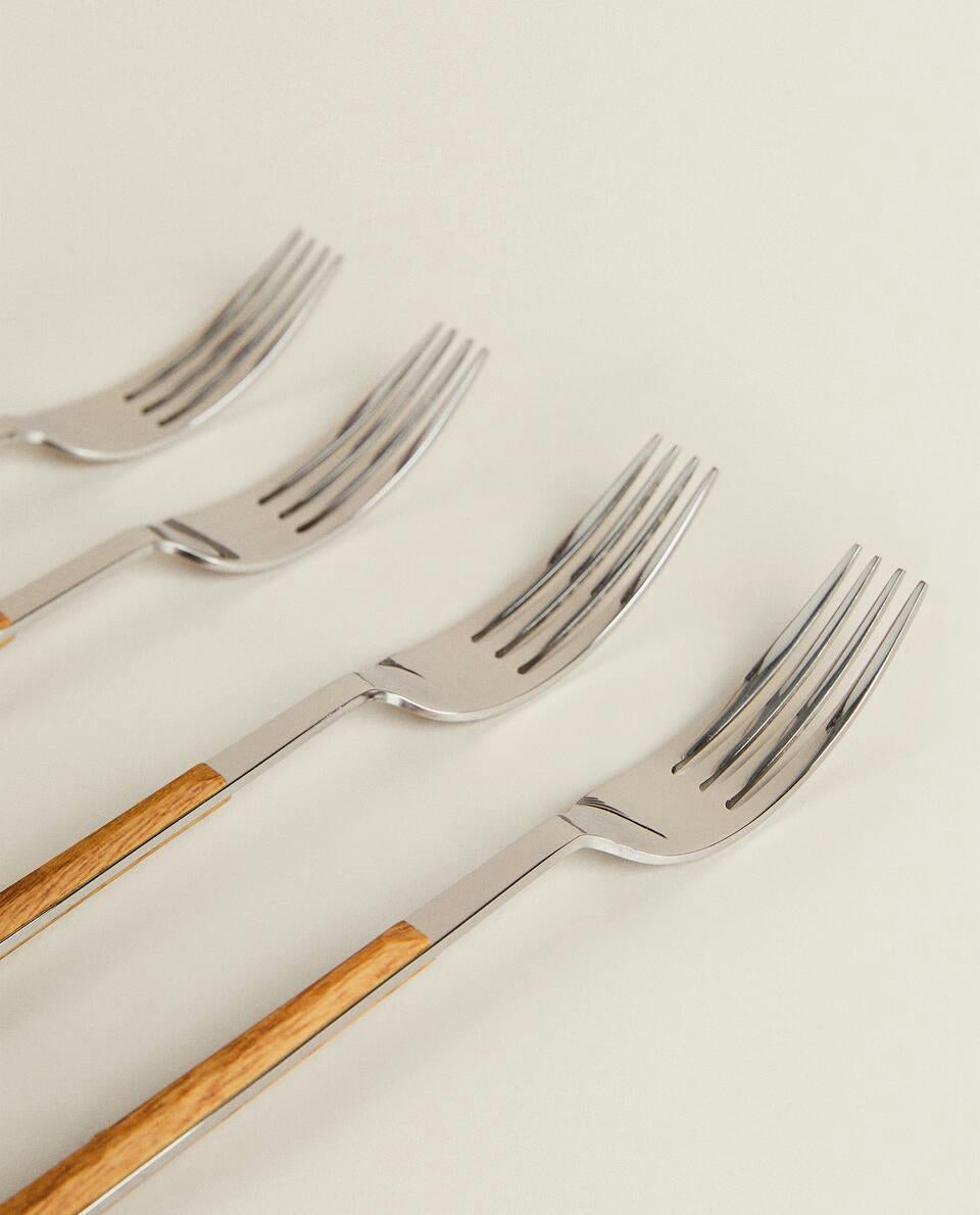 BOX 4 FORKS WITH WOOD-EFFECT HANDLES