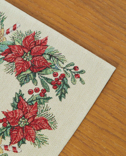 CHRISTMAS POINSETTIA JACQUARD COTTON PLACEMAT