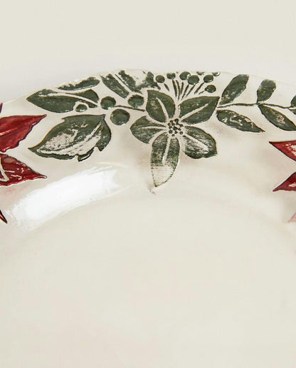 POINSETTIA GLASS DESSERT PLATE