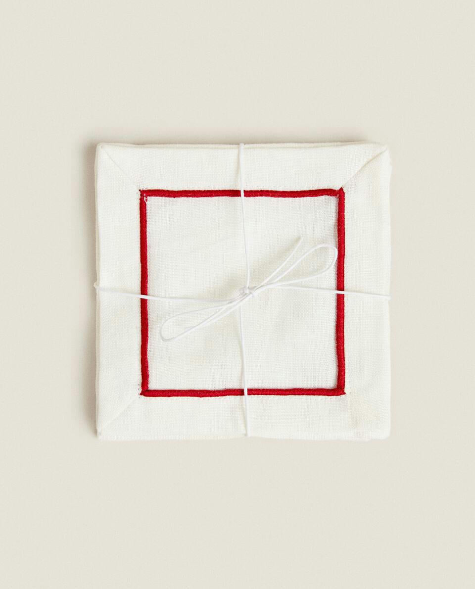 PACK OF LINEN CHRISTMAS COASTERS (PACK OF 2)