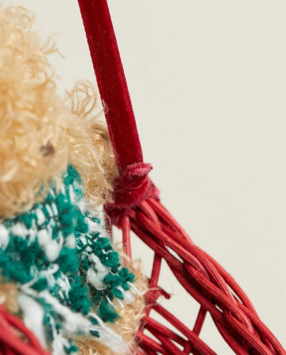 RATTAN CHRISTMAS SLEIGH DECORATION