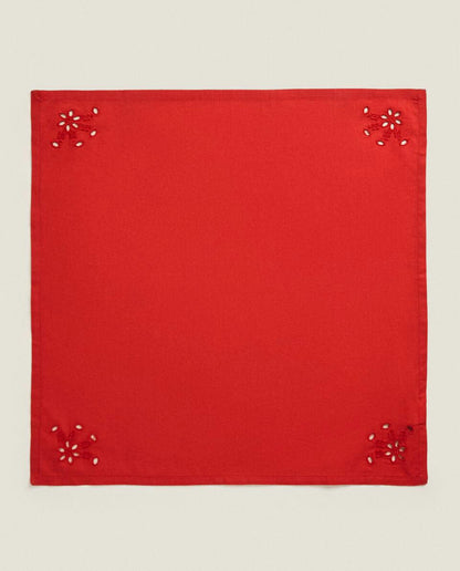 PACK OF EMBROIDERED COTTON CHRISTMAS NAPKINS (PACK OF 2)