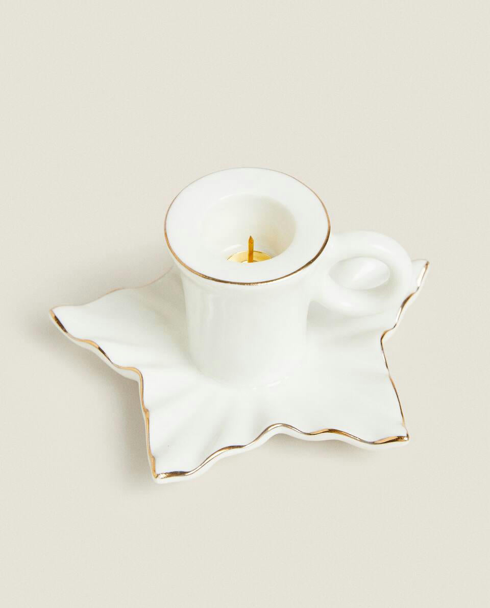 CHRISTMAS LEAF CANDLEHOLDER WITH RIM