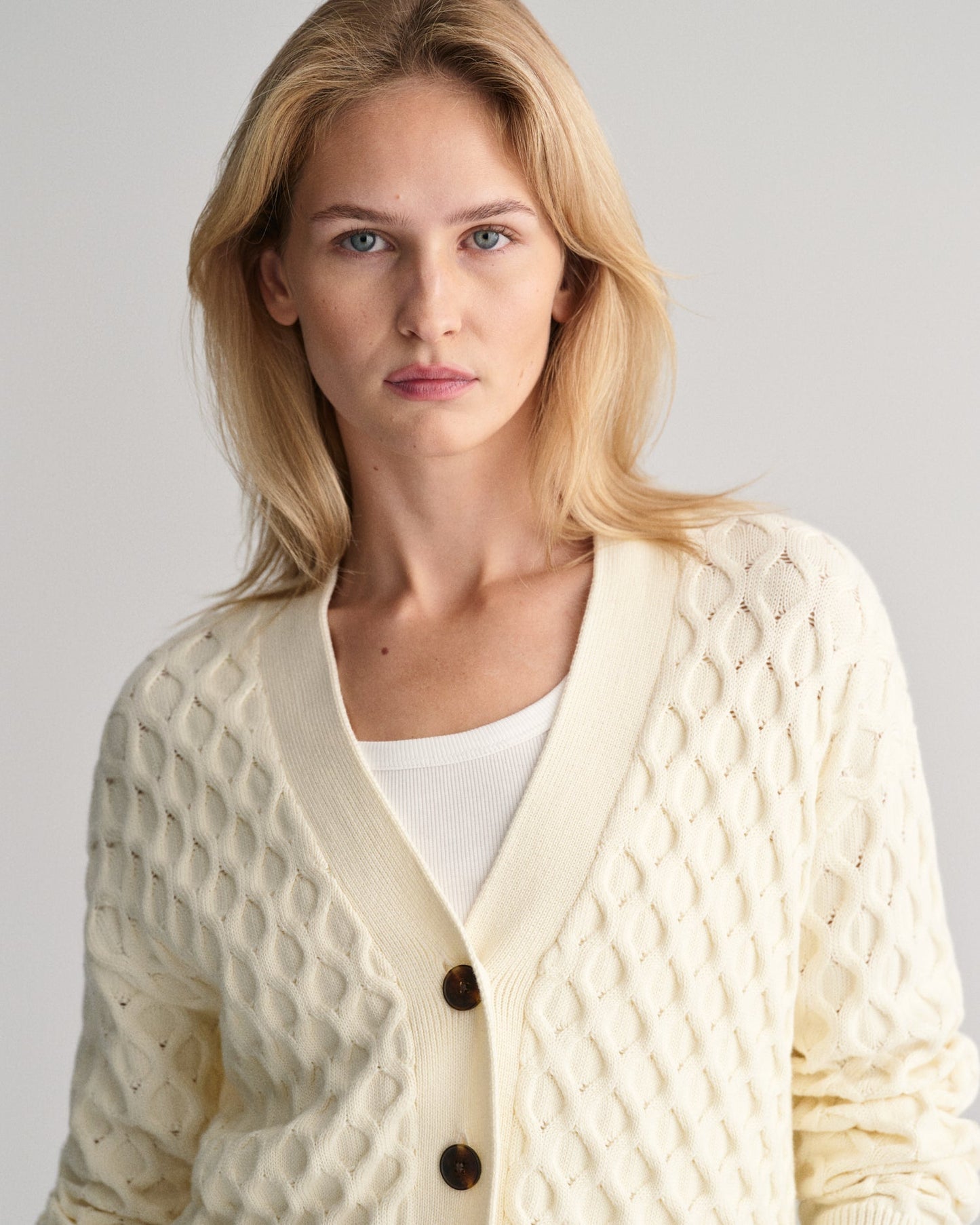 Women's Textured Knit Cardigan - CREAM