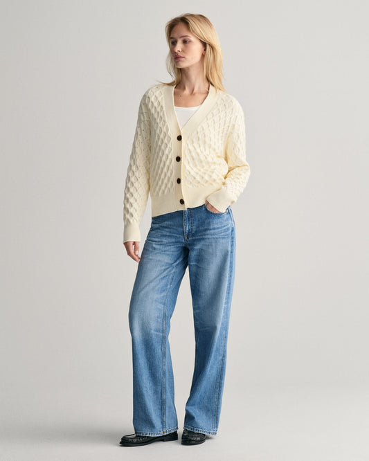 Women's Textured Knit Cardigan - CREAM