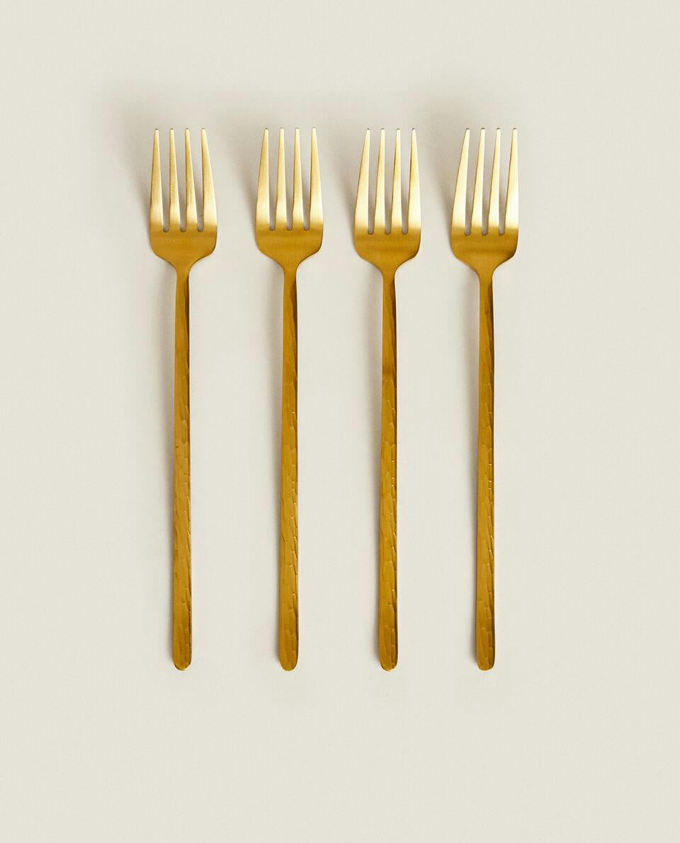 BOX 4 FORKS WITH HAMMERED HANDLE