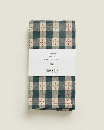PACK OF CHECK CHRISTMAS NAPKINS (PACK OF 2)