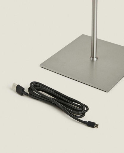 SILVER METAL USB RECHARGEABLE DESK LAMP