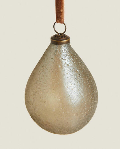 MERCURISED GLASS CHRISTMAS PEAR DECORATION