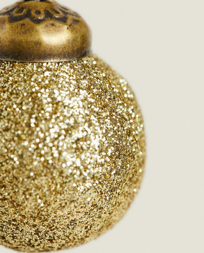 PACK OF GLITTERY CHRISTMAS BAUBLE DECORATIONS (PACK OF 6)