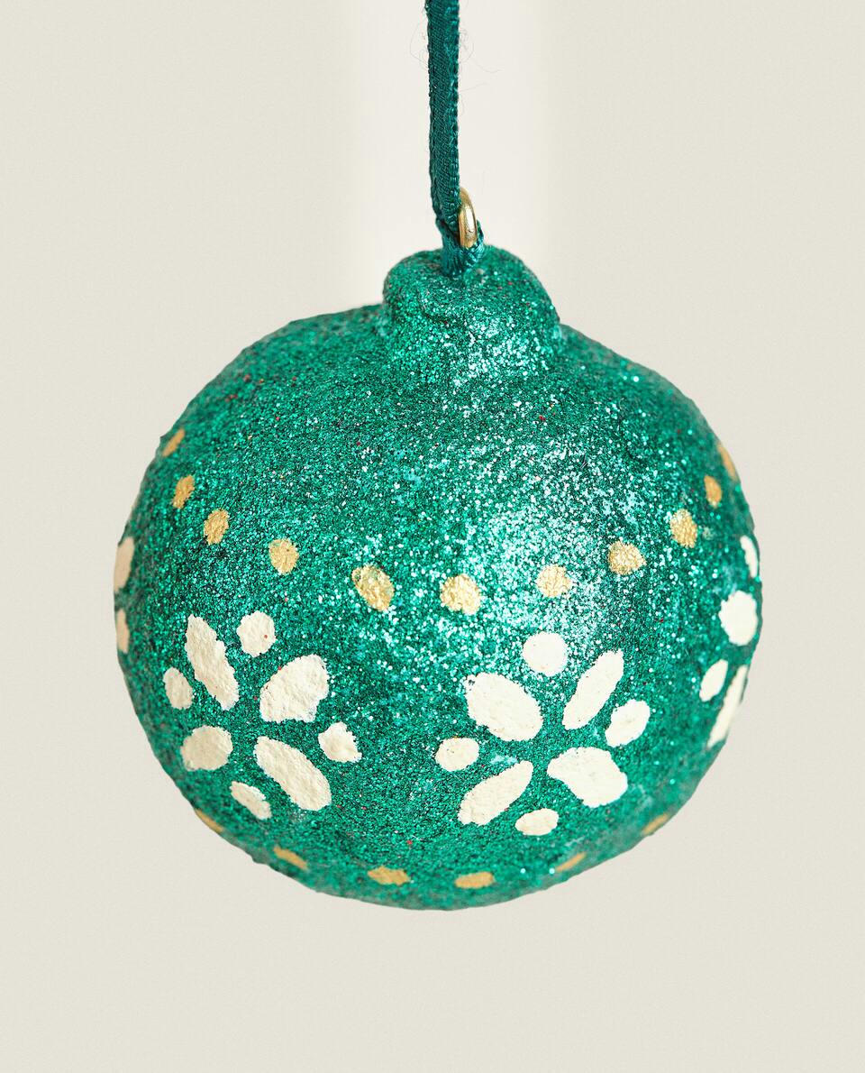 PACK OF GLITTERY BAUBLE CHRISTMAS DECORATIONS (PACK OF 2)