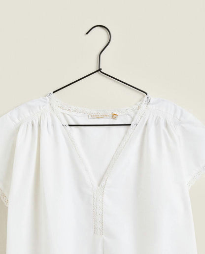 COTTON POPLIN NIGHTDRESS