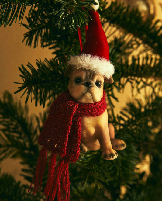 BULLDOG RESIN CHRISTMAS DECORATION