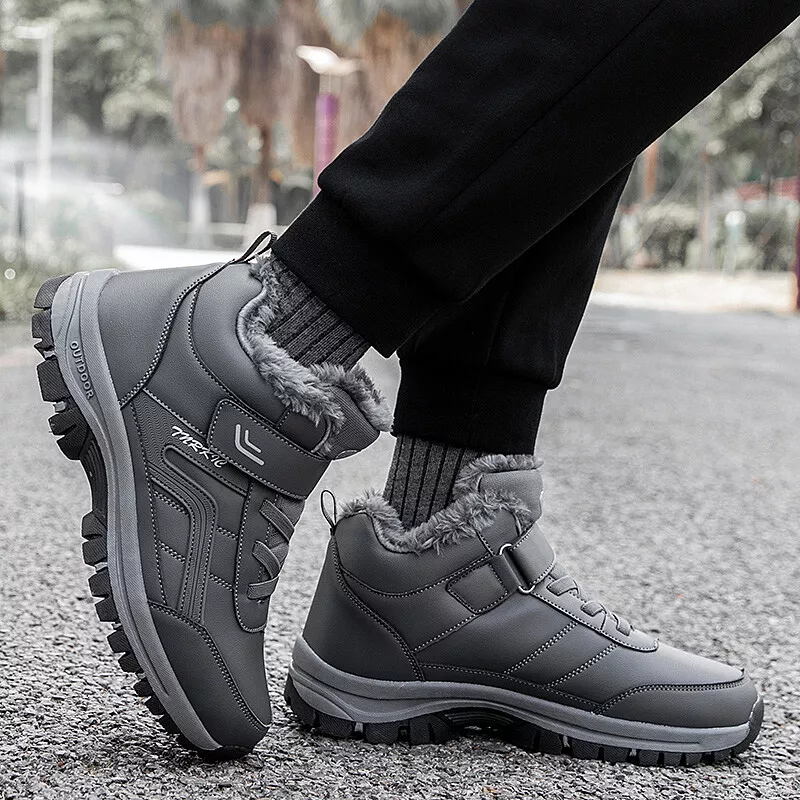 (Limited Time 49% Promotional Discount) Men's Winter Warm Orthopedic Hiking Snow Boots Waterproof Non-slip Wide Toe Arch Support Work Boots