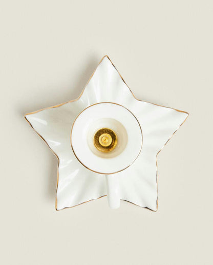 CHRISTMAS LEAF CANDLEHOLDER WITH RIM