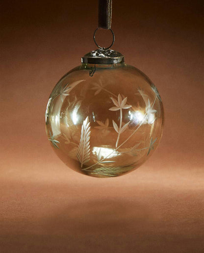 GLASS CHRISTMAS BRANCHES BAUBLE DECORATION