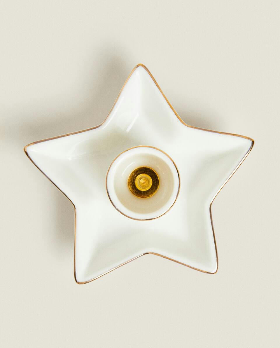 MEDIUM CHRISTMAS STAR CANDLESTICK WITH RIM