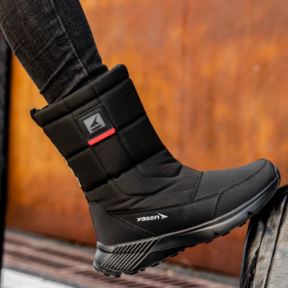 (Limited Time Sale 49%off)Unisex Snow Boots Thick Leather Platform Fur Lined Warm Mid-Calf Boots Waterproof Non-slip Winter Boots(2024Warmth upgrade)