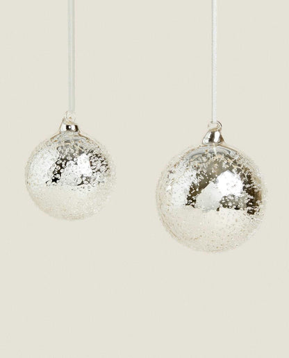 GLITTERY GLASS CHRISTMAS BAUBLE DECORATION