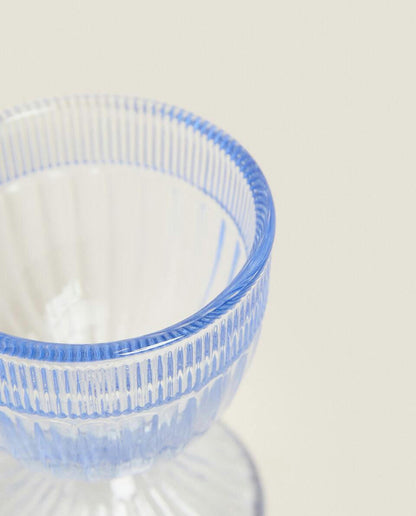 GLASS EGG CUP WITH RAISED DETAIL