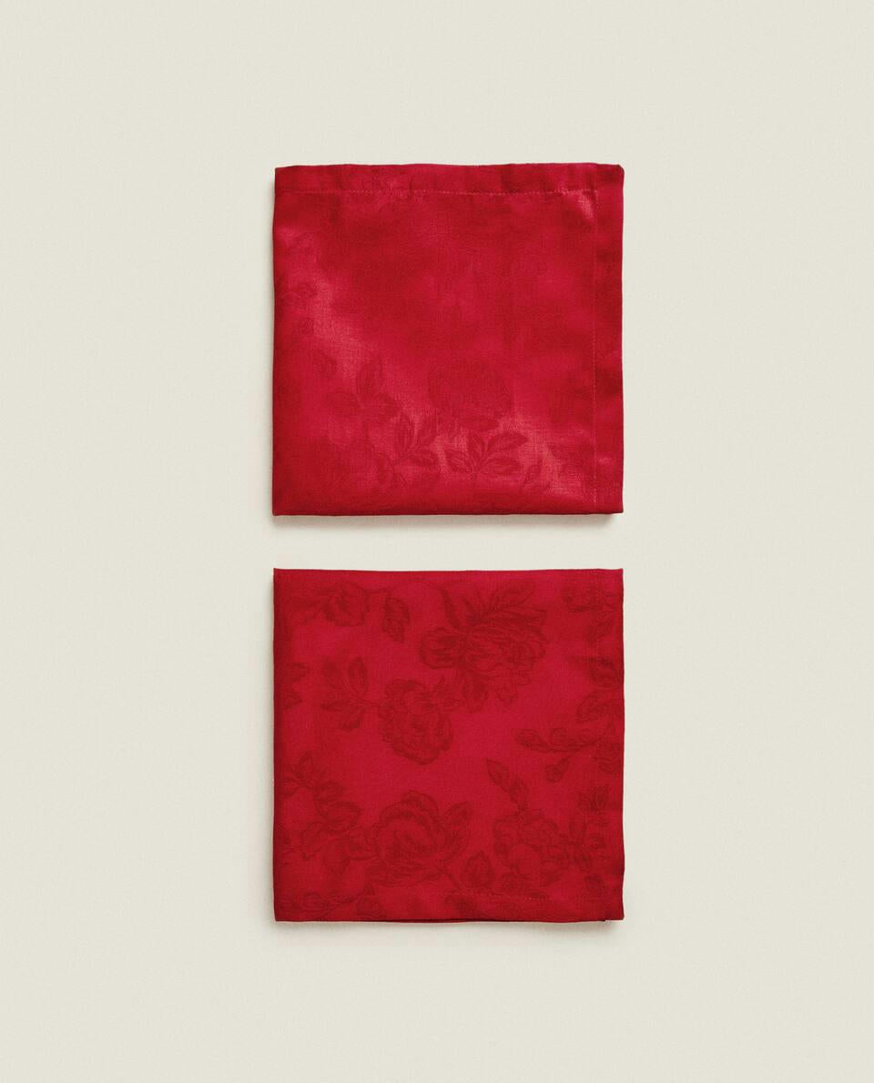 PACK OF CHRISTMAS FLORAL JACQUARD NAPKINS (PACK OF 2)