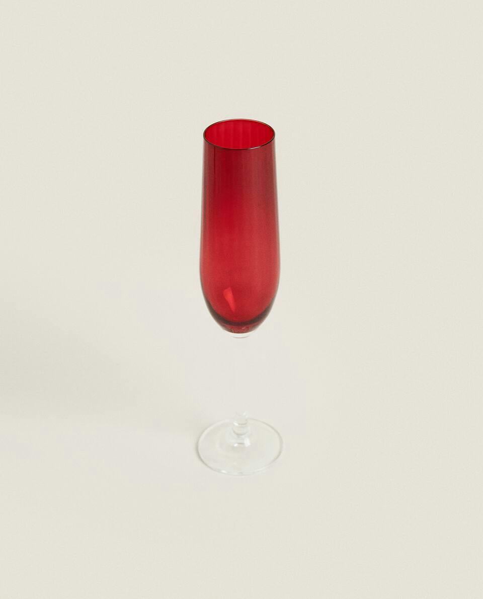 CHRISTMAS CRYSTALLINE COLOURED FLUTE GLASS