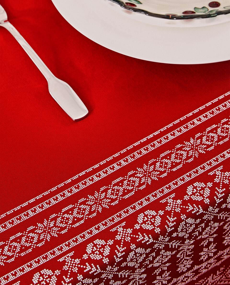 CHRISTMAS COTTON TABLECLOTH WITH BORDER