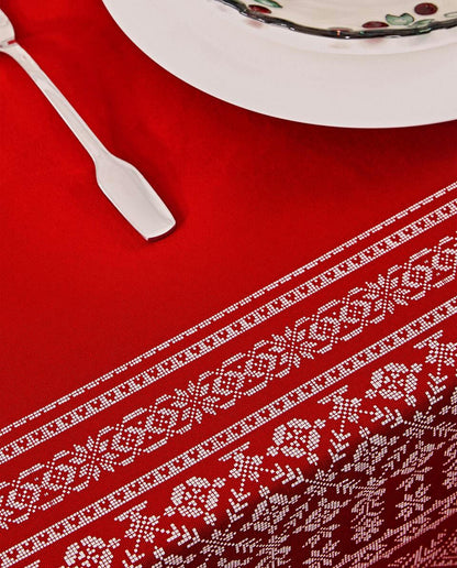 CHRISTMAS COTTON TABLECLOTH WITH BORDER