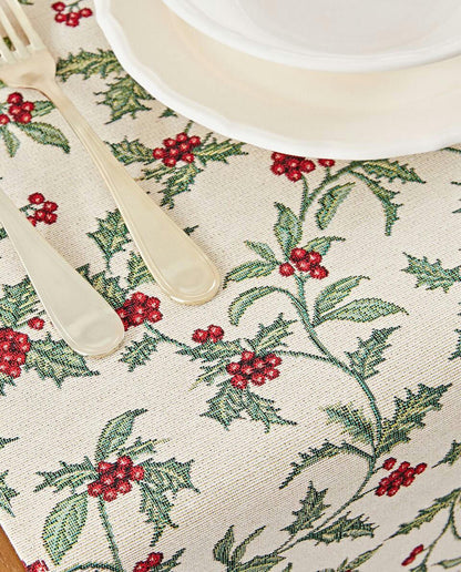 CHRISTMAS HOLLY TABLE RUNNER