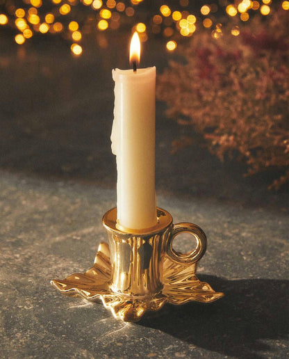CHRISTMAS LEAF CANDLEHOLDER WITH RIM