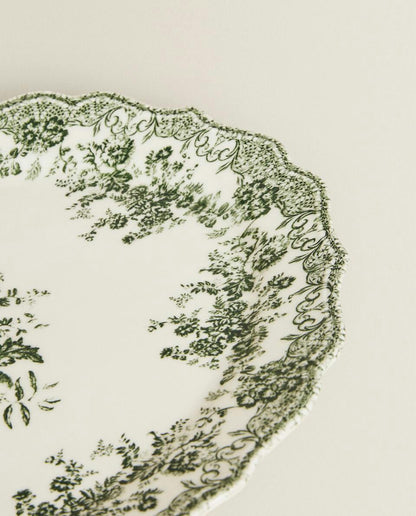 FLORAL EARTHENWARE SERVING DISH