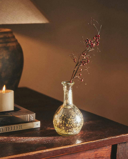 CHRISTMAS MERCURISED GLASS VASE