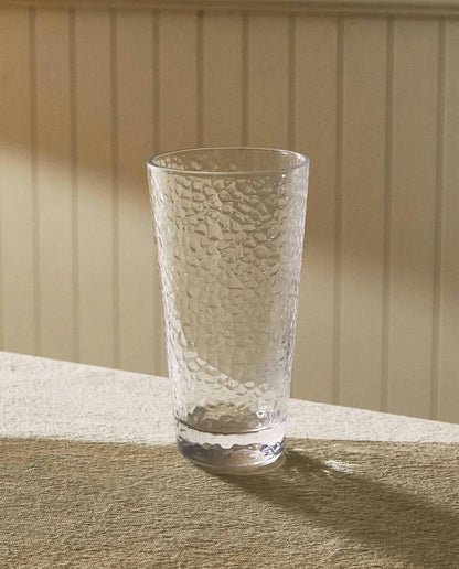 RAISED-DESIGN GLASS SOFT DRINK TUMBLER