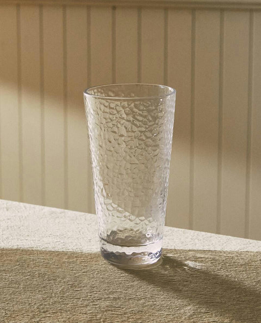 RAISED-DESIGN GLASS SOFT DRINK TUMBLER