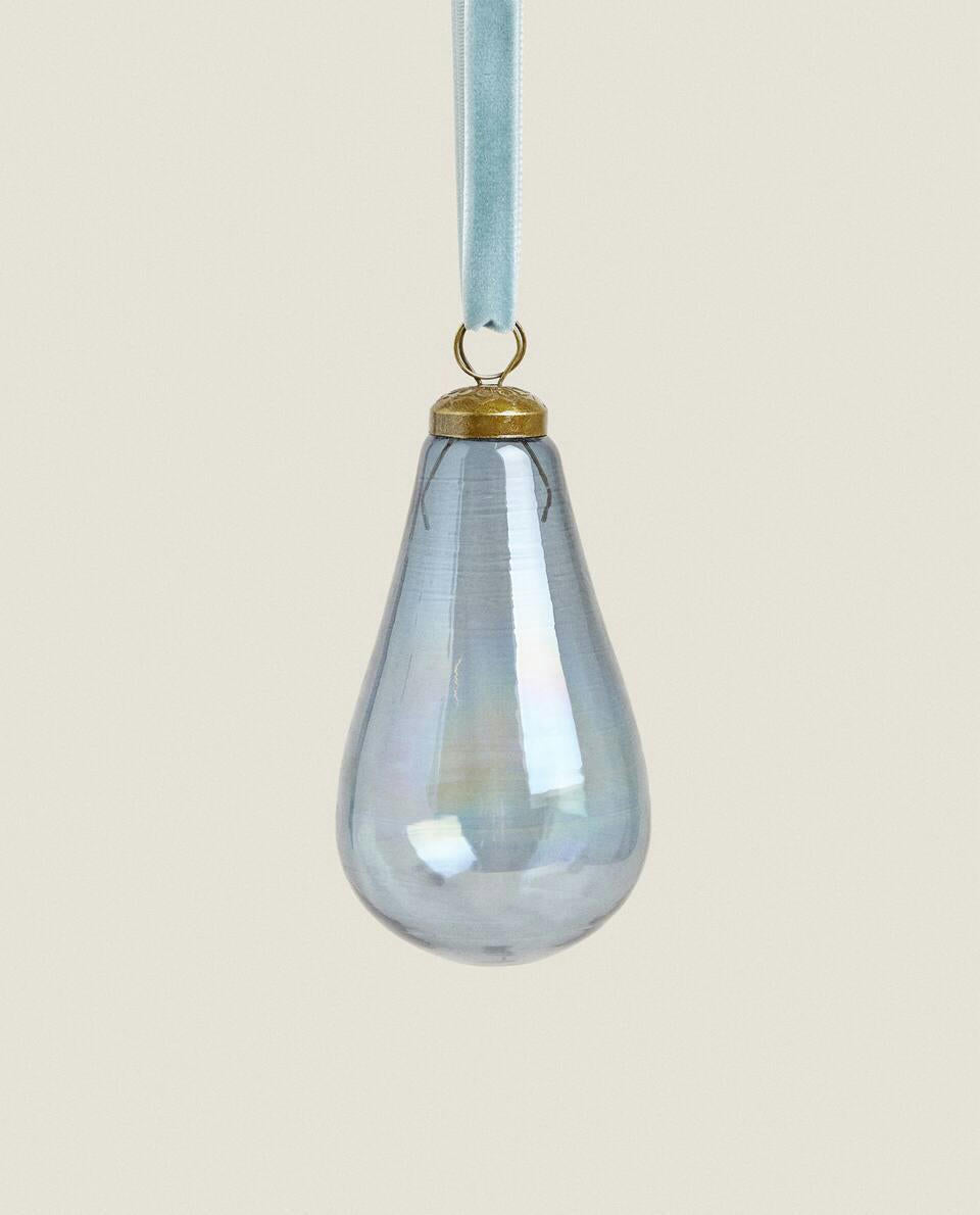 GLASS PEAR CHRISTMAS DECORATION