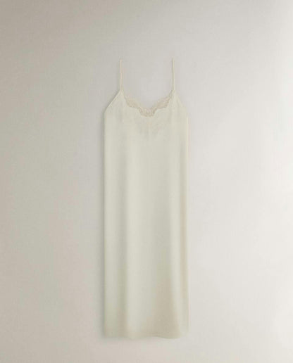 SATIN NIGHTDRESS WITH BLONDE LACE