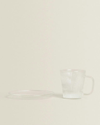 BOROSILICATE GLASS COFFEE CUP AND SAUCER