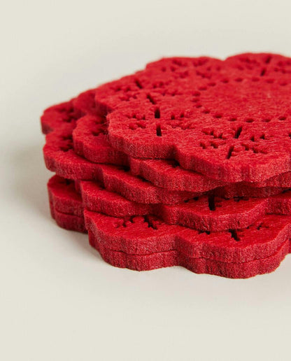 PACK OF FELT CHRISTMAS SNOWFLAKE COASTERS (PACK OF 6)