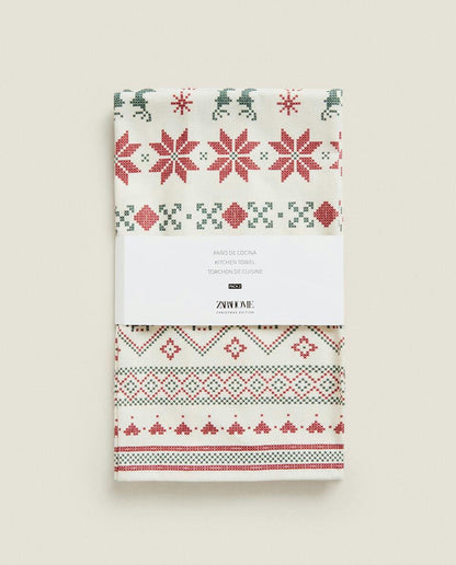 PACK OF COTTON CHRISTMAS CROSS-STITCH TEA TOWELS (PACK OF 2)