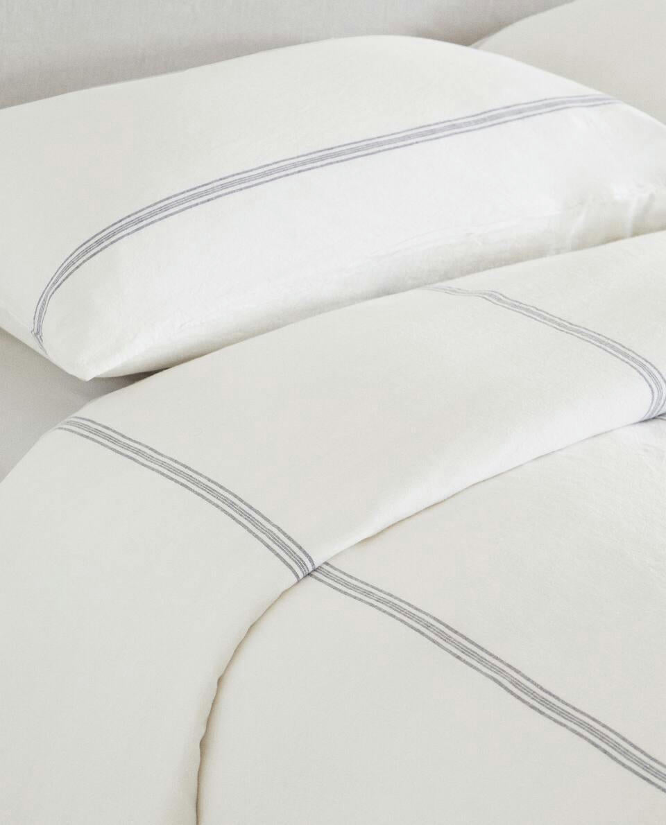 STRIPED LINEN DUVET COVER