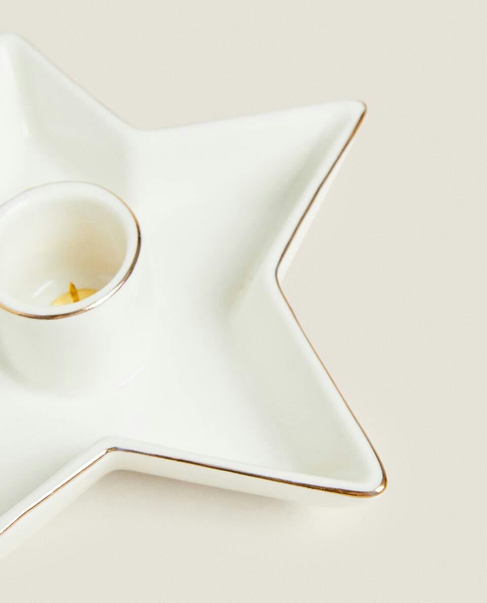 LARGE CHRISTMAS STAR CANDLESTICK WITH RIM