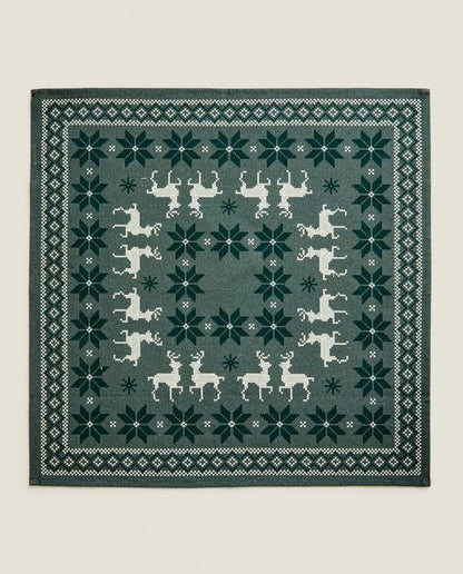 CHRISTMAS CROSS-STITCH COTTON NAPKINS (PACK OF 2)