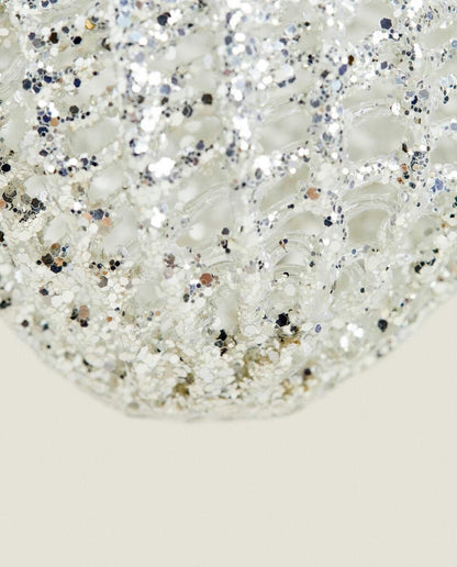 GLITTERY GLASS CHRISTMAS BAUBLE DECORATION