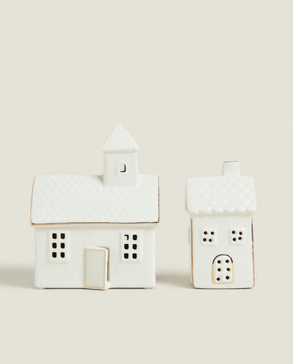 CERAMIC CHRISTMAS HOUSE DECORATION WITH LIGHT