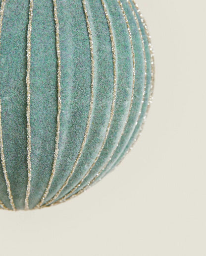 VELVET CHRISTMAS BAUBLE DECORATION WITH STRIPES
