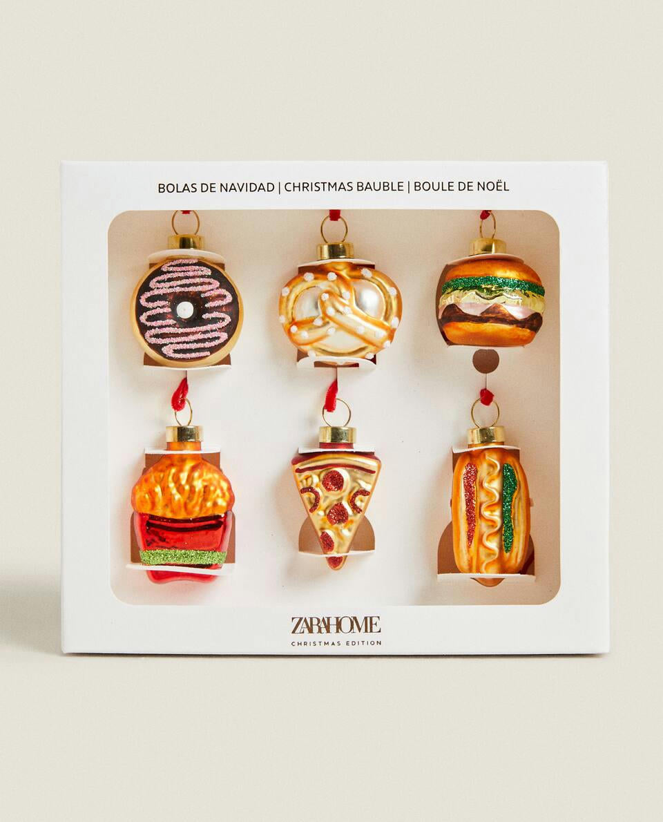 PACK OF CHRISTMAS FAST FOOD DECORATIONS (PACK OF 6)
