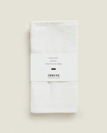 PACK OF CHRISTMAS CHAIN LINEN NAPKINS (PACK OF 2)